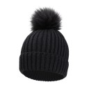 Cappello lavorato a maglia per bambini 1-3 anni Circonferenza fino a 60 cm A coste elastico Pompon grande Poliestere Cappellino invernale 1