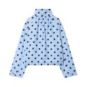 Cappotto corto da donna con motivo a pois con bottoni maniche lunghe colletto fondo regolabile tasche laterali casual per la città 8
