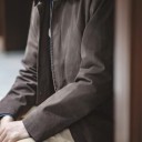 Cappotto da uomo impermeabile con colletto in velluto a coste con bottoni, foderato e con tasche laterali, cappotto marrone a metà coscia, taglio 6