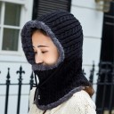 Cappuccio in maglia invernale da donna con pellicciotto interno Protezione di testa, orecchie e collo Motivo a treccia Cordino Cotone Taglia 1
