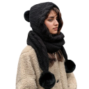Cappuccio invernale da donna con sciarpa integrata Set Copertura calda per testa e collo in un unico pezzo Accessorio invernale 1