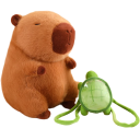 Capybara plyschleksak med avtagbar sköldpaddsformad ryggsäck Sittande Capybara plysch leksak för barn Söt djurdekoration 23 cm 2