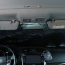 Car Windscreen Sunshade with Cut-Out for Rear View Mirror Silver Surface with Iridescent Shine Accordion Folding 6