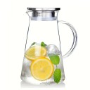 Caraffa per acqua in vetro trasparente 2 l con manico Caraffa in vetro per acqua, limonata e bevande fatte in casa per un uso quotidiano 2