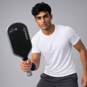 Carbon Pickleball Paddle 41.9 x 19.1 cm Thickness 16 mm Polymer Honeycomb Core Textured Surface Black with Grey Edge 7