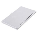 Carcasă metalică pentru cărți de vizită și carduri din oțel inoxidabil Capac rabatabil Profil subțire 0,7 cm Suprafață periată Dimensiune 9,3 x 5,7 cm 4