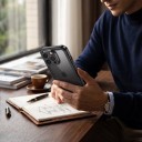 Carcasa rezistentă la șocuri pentru iPhone 15 Pro, impermeabilă, cu protecție IP68, transparentă cu ramă neagră, laterale texturate și curea 9