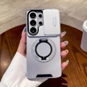 Carcasa rezistentă la șocuri pentru Samsung Galaxy S25+ cu suport rotund pliabil și capac glisant pentru cameră din policarbonat și TPU 9