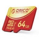 Card de memorie ORICO Micro SD 64 GB Viteză de citire 100 MB/s Viteză de scriere 50 MB/s U3 V30 A1 Clasa 10 Roșie și aurie Pentru înregistrarea video 1