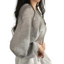 Cardigan d'été pour femme à manches longues et à nouer avec des cordons Pull léger uni en acétate, polyester et viscose Haut élégant 8