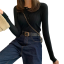 Cardigan da donna in cotone e poliestere con chiusura a bottoni a metà Collo rotondo Maglione a maniche lunghe Taglia universale 4