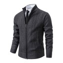 Cardigan da uomo lavorato a maglia con zip e collo alto Maglione elegante monocolore con motivo semplice Poliestere Autunno Inverno 7
