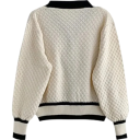 Cardigan damă cu dungi și mânecă lungă din acetat Pulover elegant cu nasturi și buzunare pe piept Mărime universală Stil damă la modă 4