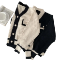 Cardigan damă cu dungi și mânecă lungă din acetat Pulover elegant cu nasturi și buzunare pe piept Mărime universală Stil damă la modă 5