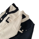 Cardigan damă cu dungi și mânecă lungă din acetat Pulover elegant cu nasturi și buzunare pe piept Mărime universală Stil damă la modă 6