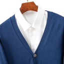 Cárdigan de hombre con cierre de botones y escote en V de manga larga suéter de punto liso moda casual elegante nylon poliéster varios colores 7