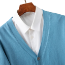 Cárdigan de hombre con cierre de botones y escote en V de manga larga suéter de punto liso moda casual elegante nylon poliéster varios colores 10