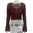 Cardigan de malha feminino com decote em V Suéter liso com botões e mangas largas Suéter elegante e moderno em poliéster e algodão 27