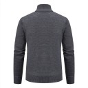 Cardigan de malha masculino com fecho éclair e gola alta Sweater elegante de cor sólida com padrão simples Poliéster Outono Inverno 8