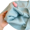 Cárdigan de malha para meninas com corações Algodão Poliéster Decote em V Fecho com botões Manga longa Estilo coreano Sweater de inverno 11