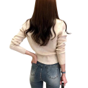 Cárdigan de mujer de algodón y lana con bolsillos en el pecho Suéter de punto de un solo color con botones y manga larga Talla única 7