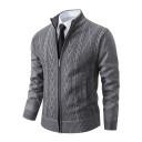 Cárdigan de punto para hombre con cremallera y cuello alto Suéter elegante de un solo color con un patrón sencillo Poliéster Otoño Invierno Varios colores 6