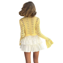 Cárdigan de punto para mujer con escote en V Suéter de un solo color con botones y mangas acampanadas Suéter de moda elegante Poliéster 22