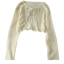 Cardigan de vară pentru femei cu mânecă lungă și legare cu șnur Pulover ușor din poliester de o singură culoare Top elegant și aerisit pentru zilele călduroase 9