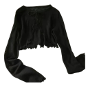 Cardigan de vară pentru femei cu mânecă lungă și legare cu șnur Pulover ușor din poliester de o singură culoare Top elegant și aerisit 13