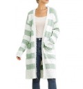 Cardigan donna peloso a righe 4