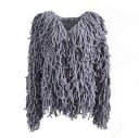 Cardigan en peluche pour femmes avec de longues boucles en fil Coupe ample sans fermeture Manches longues Polyester Vêtement décontracté 2