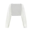 Cardigan en tricot pour femmes à manches longues Crop uni sans fermeture Style pull en acrylique pour un usage quotidien 3