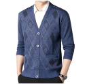 Cardigan en tricot pour homme avec boutons Col en V Motif uni Élégant pull pour l'automne et l'hiver Matériau en polyester 4