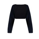 Cardigan lavorato a maglia da donna con maniche lunghe Coprispalle cropped monocolore senza chiusura Maglione elegante in acrilico per uso quotidiano 8