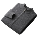 Cardigan pentru bărbați cu fermoar din lână cu mâneci lungi Pulover tricotat uni cu decolteu rotund Modă elegantă de iarnă Pulover stilat Diverse culori 11