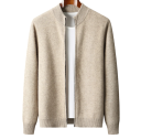 Cardigan pour homme en laine à zip avec manches longues Pull tricoté uni avec col rond Mode d'hiver élégante Pull stylé Différentes couleurs 2
