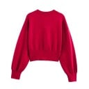 Cardigan tricoté rouge pour femme avec des boutons en forme de cœur en polyester, décolleté rond et manches longues pour l'automne et l'hiver 2