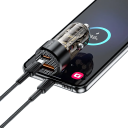 Cargador de coche de carga rápida de 60 W, USB A y USB C, ranura para encendedor de cigarrillos, 12-24 V, 3 A, compatible con PD para teléfono móvil 6