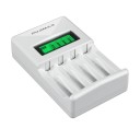Cargador de pilas PUJIAMX AA AAA con pantalla LCD-007, adaptador portátil con entrada USB-C, cable USB de carga rápida para pilas recargables 2