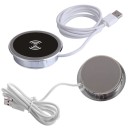 Cargador inalámbrico Qi para instalar en la mesa para teléfonos Potencia 15 W Conector USB Dimensiones 6,9 x 1,8 cm Negro con borde plateado 2