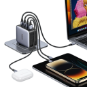 Cargador rápido 4 en 1 de 100 W, 3 puertos USB C y 1 puerto USB A GaN con enchufe UE, cargador USB PD para portátiles, tabletas, teléfonos, cargador rápido multipuerto. 3