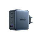 Cargador rápido 4 en 1 de 100 W, 3 puertos USB C y 1 puerto USB A GaN con enchufe UE, cargador USB PD para portátiles, tabletas, teléfonos, cargador 4