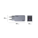 Cargador rápido de 100 W con enchufe UE, 2 puertos USB C y 1 puerto USB A GaN QC 4.0 3.0 PD, carga rápida de 5 V y 3 A para teléfono, tableta y portátil. 3
