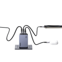 Cargador rápido de 100 W con enchufe UE, 2 USB C y 1 USB A GaN PD QC 4.0 3.0 + cable USB C dual, cargador de teléfono de 2 m, carga rápida 2