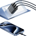 Cargador rápido de 40 W con 3 puertos USB A y 2 puertos USB C, cargador con enchufe GaN UE, adaptador de corriente USB QC 4.0 PD, carga rápida y transferencia de datos. 4