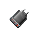 Cargador rápido de 40 W con 3 puertos USB A y 2 puertos USB C, cargador con enchufe GaN UE, adaptador de corriente USB QC 4.0 PD, carga rápida 4