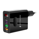 Cargador rápido de 45 W, 2 puertos USB C y 2 puertos USB A con adaptador de enchufe UE y pantalla digital PD QC 3.0, cargador de viaje de 4 puertos para teléfono y tableta. 4