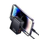 Cargador rápido GaN de 100 W con 4 puertos (2 USB C y 2 USB A), adaptador de corriente de viaje PD QC 4.0 3.0 con enchufe europeo para varios dispositivos. 2