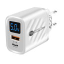 Cargador USB de carga rápida de 20 W con pantalla LED, puertos USB C y USB A, adaptador PD 5 V UE, carga rápida para teléfono y tableta. 1