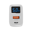 Cargador USB de carga rápida de 20 W con pantalla LED, puertos USB C y USB A, adaptador PD 5 V UE, carga rápida para teléfono y tableta. 2